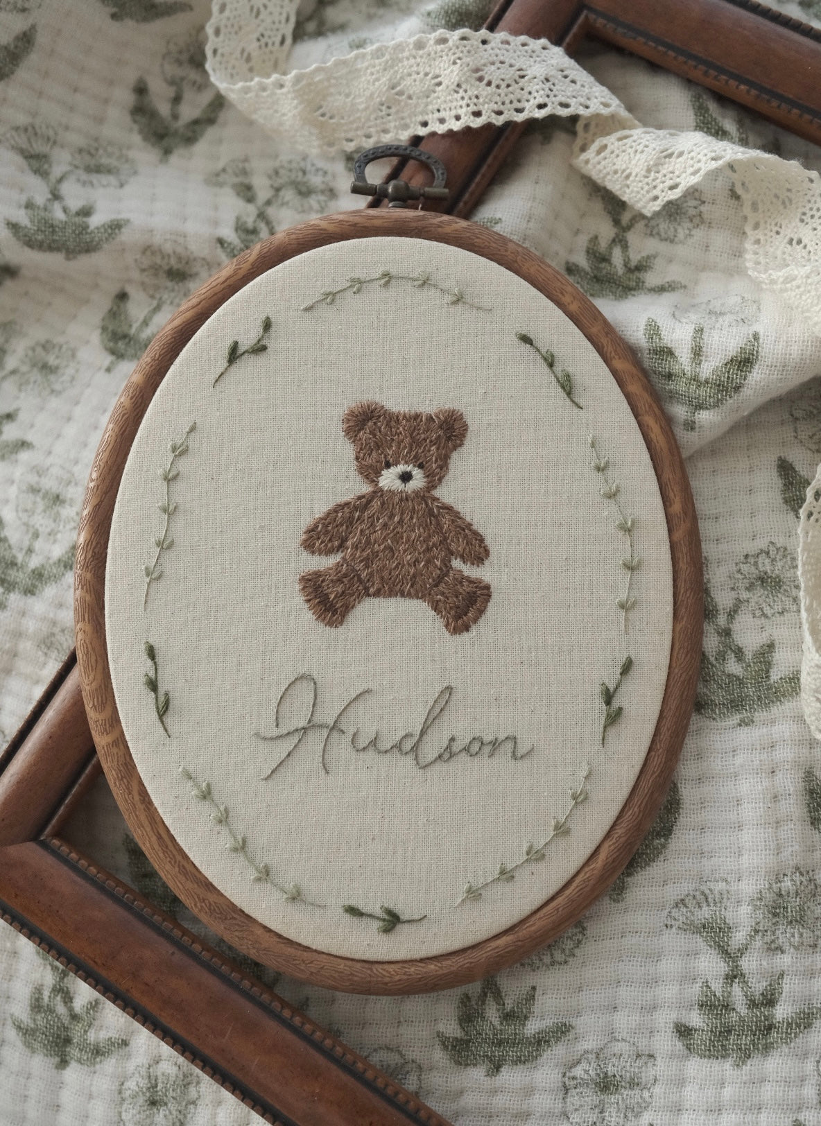 Custom Name Bear in Oval Hoop